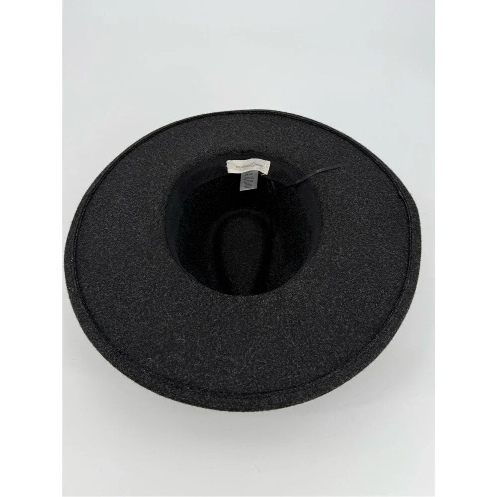 Treasure & Bond Wide Brim Wool Blend Fedora Hat | Charcoal | One Size